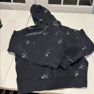 Nike Black Hoodie with Gray Logo Pattern